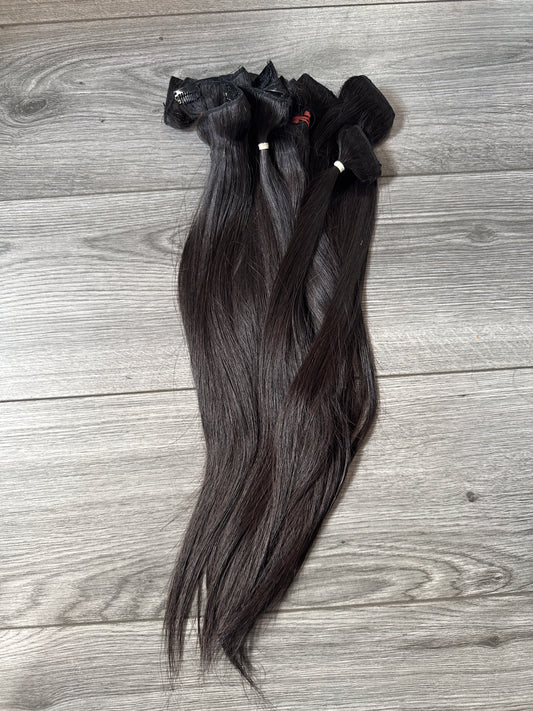 12pc Raw Vietnamese Clip Ins Straight Human Hair 20”