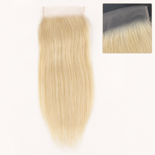 613 Blonde 4×4 HD Lace Straight Virgin Hair Closure