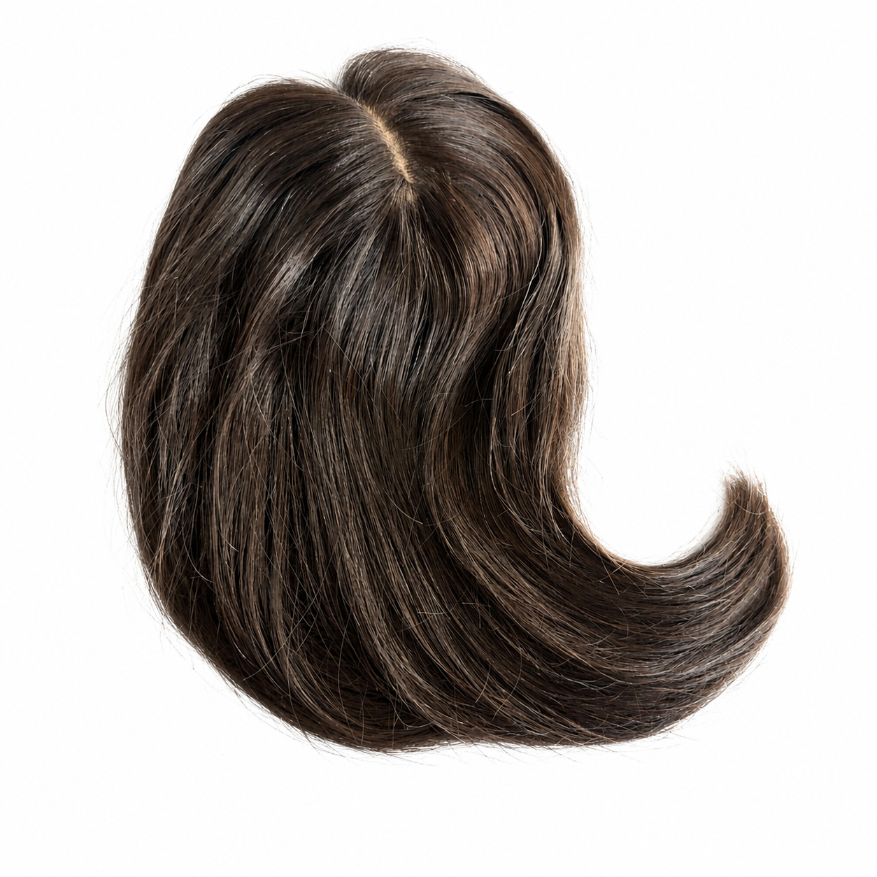 Virgin Human Hair Silk-Base Clip-On Topper – 10”, Dark Brown/Off-Black