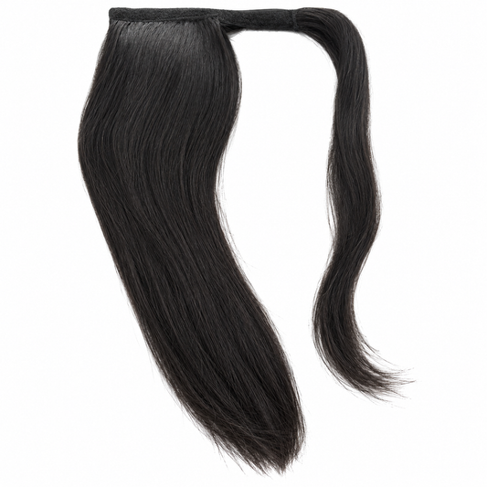 Handmade Raw Vietnamese Straight Drawstring Ponytail – 15”