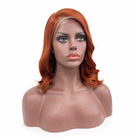 Ginger Virgin Human Hair 13×4 Transparent Lace Frontal Bob Wig – 15”