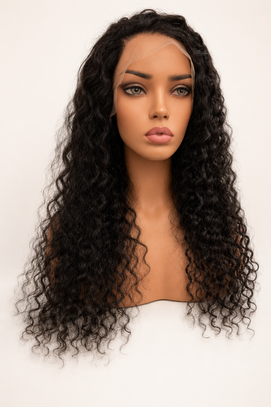 24” Deep Wave Transparent Lace Front Wig
