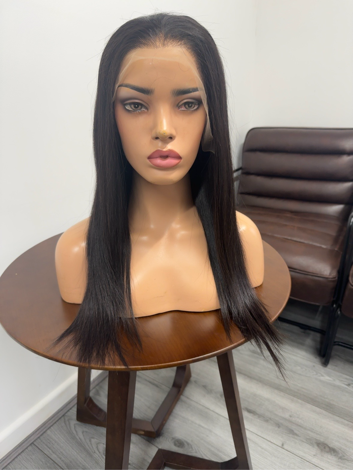22” Vietnamese Black Straight Transparent Lace Front Wig